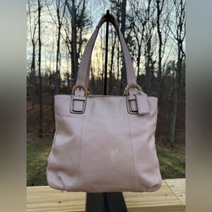 Coach SoHo North South Leather Tote with Pale Pink & Gold-Tone Accents